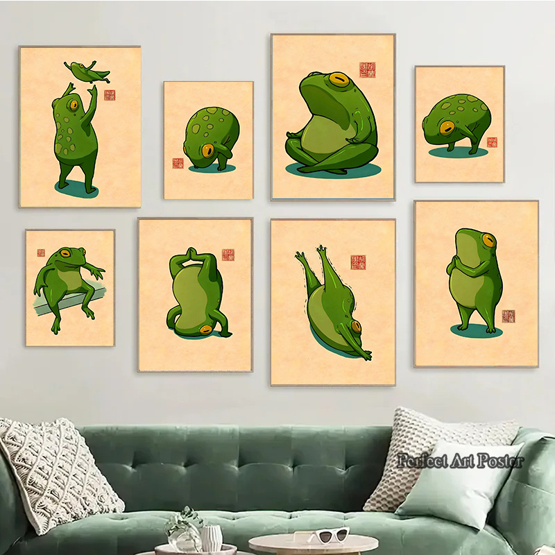 Home Decor Vietnam - Komik Sevimli Kurbağalar Meme Posteri Egzersiz