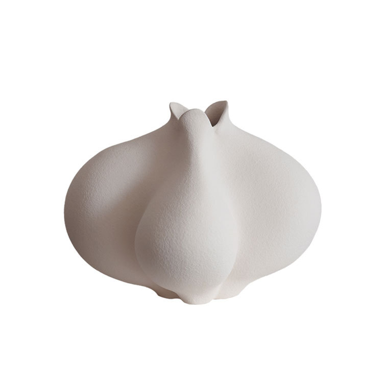 Glass Vase Nordic - İskandinav Krem Rengi Büyük Vazo Süsü