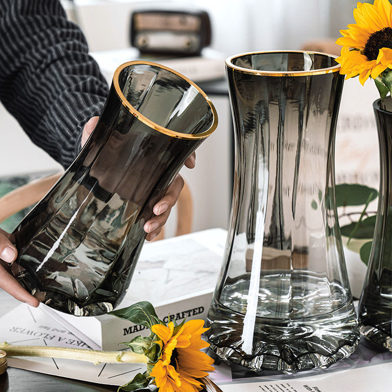 Glass Vase Nordic - Işık lüks altın boyalı yaratıcı basit