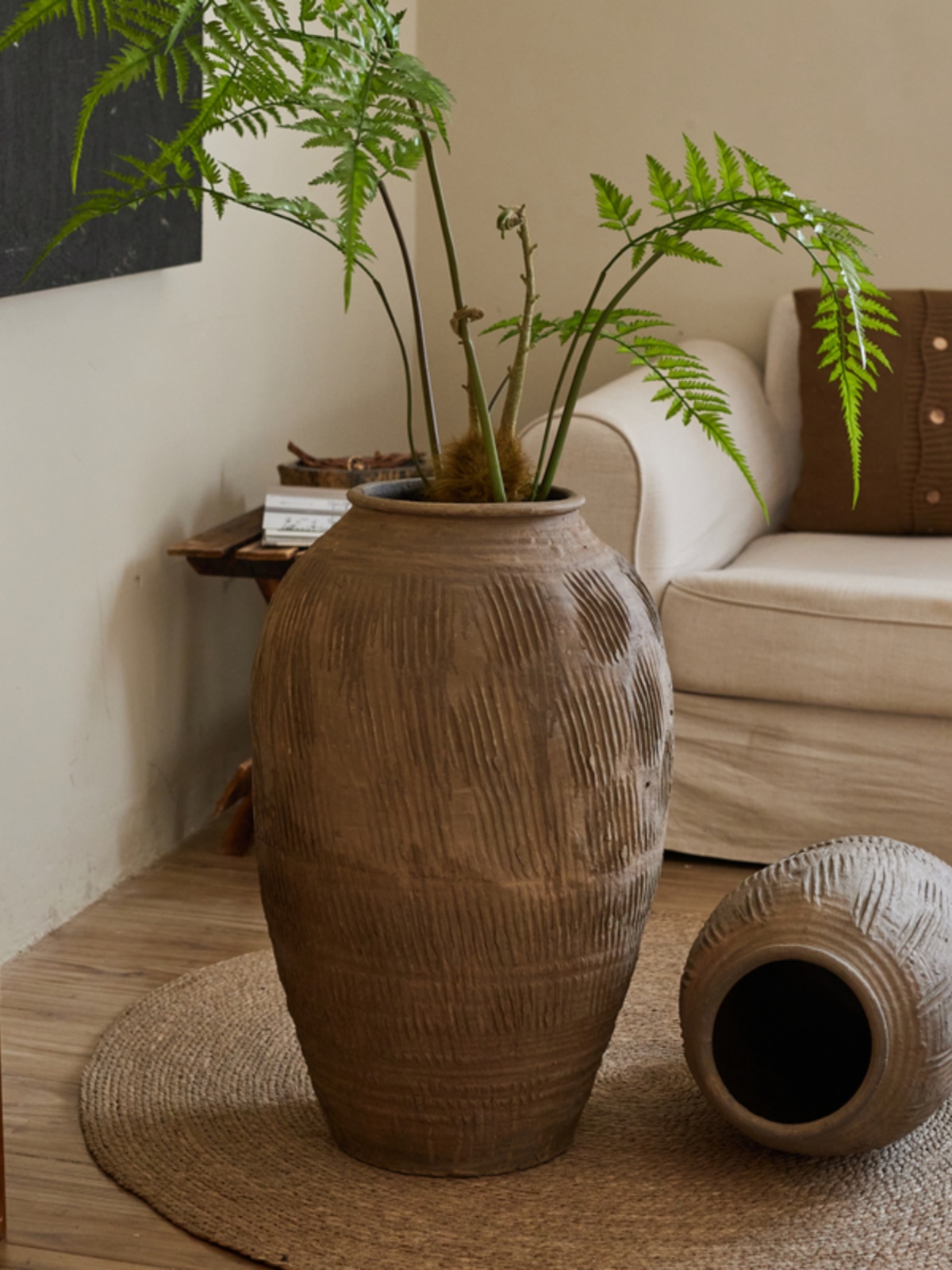 Home Decor Zen Style - Retro Vintage Büyük Terakota Çiçek Vazosu