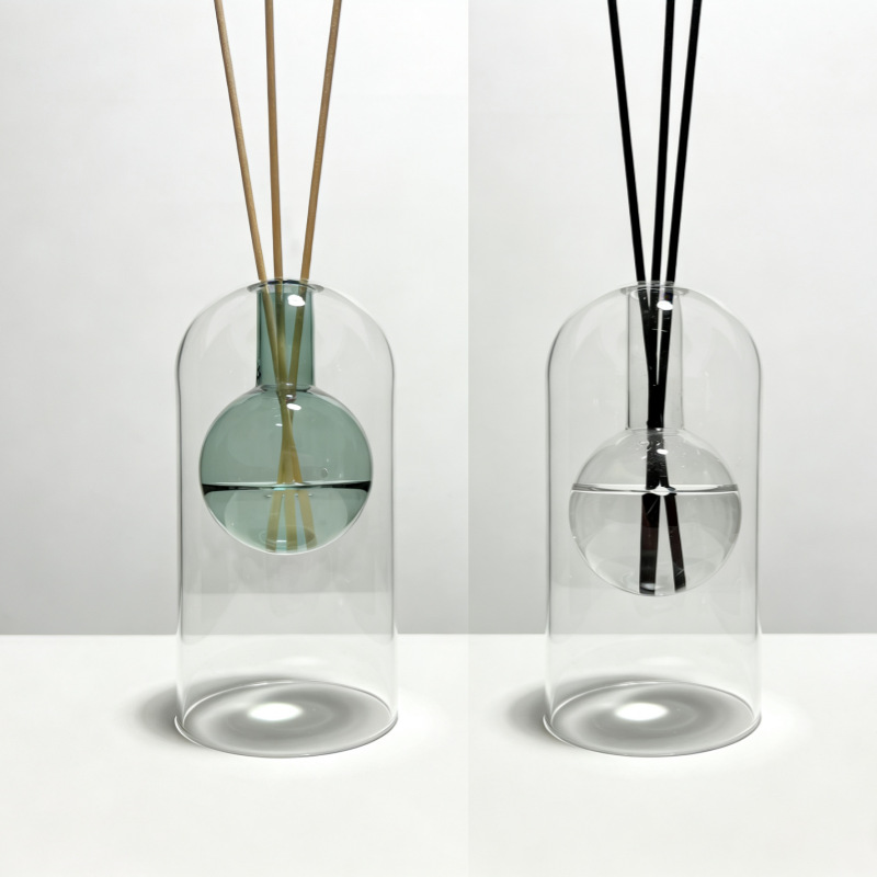 Glass Vase Nordic - İskandinav Tarzı U Şeklinde Çift Cidarlı