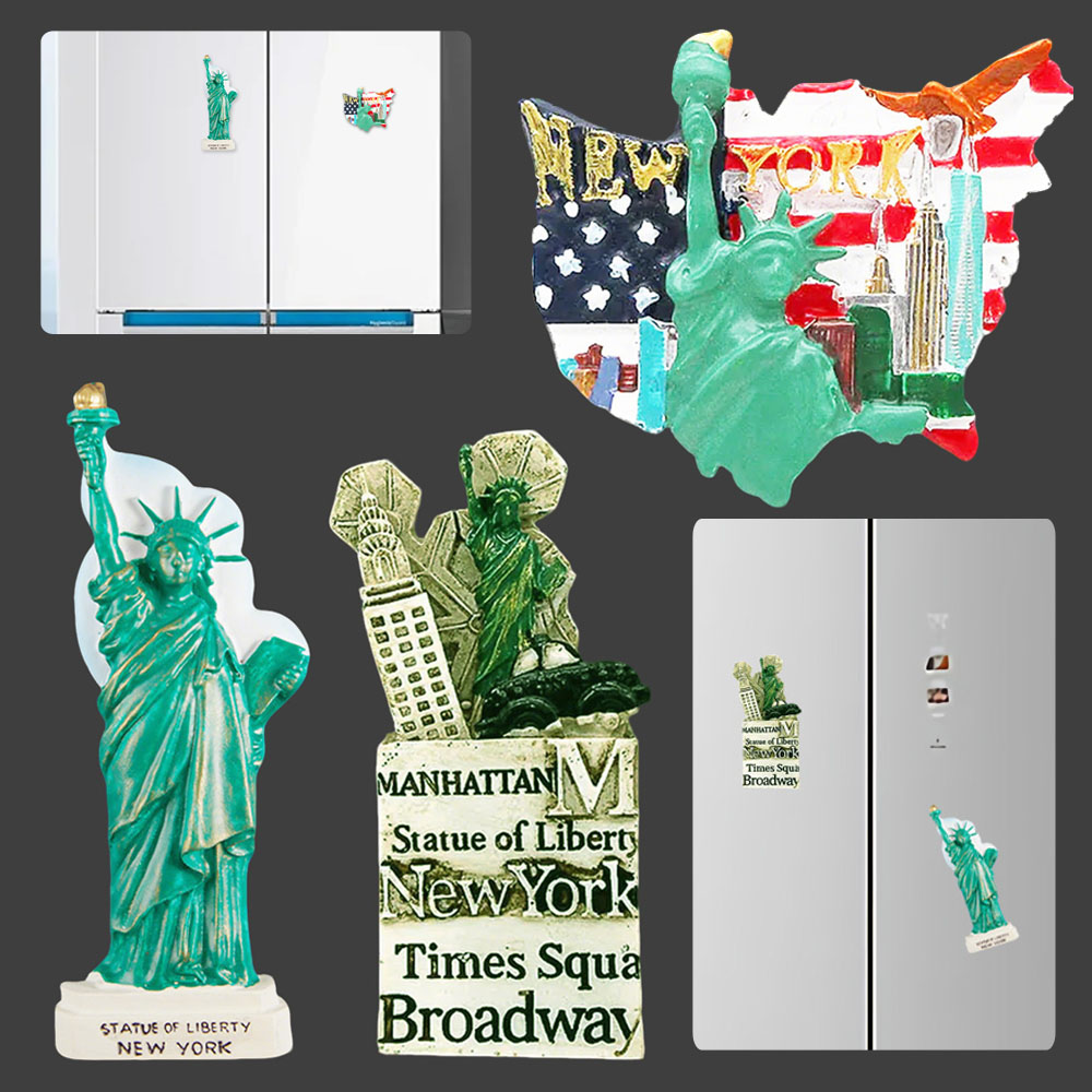 Home Decor New York - Amerika Özgürlük Heykeli 3D Buzdolabı Etiket
