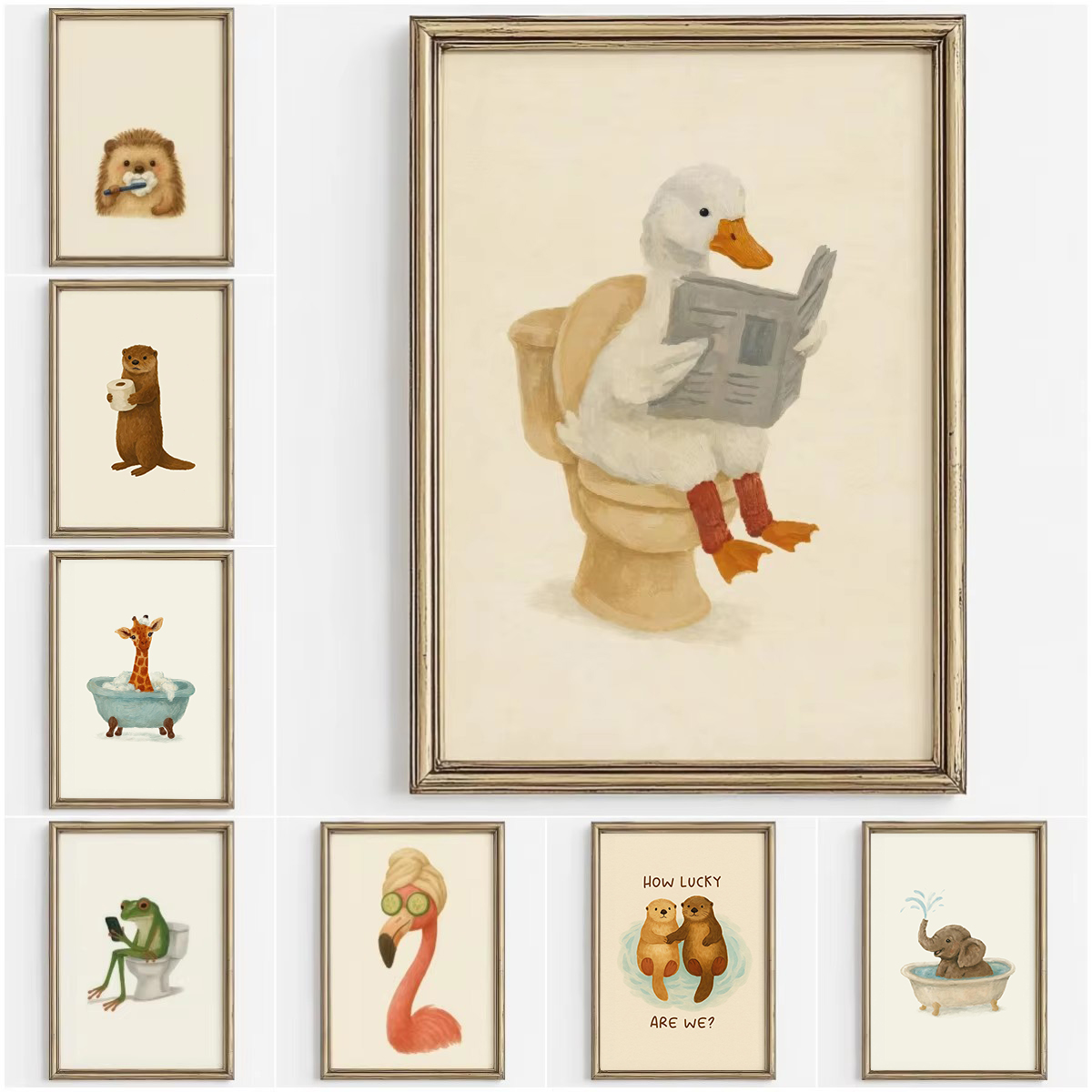 Home Decor Vietnam - Sevimli Hayvan Köpük Banyosu Duvar Sanatı