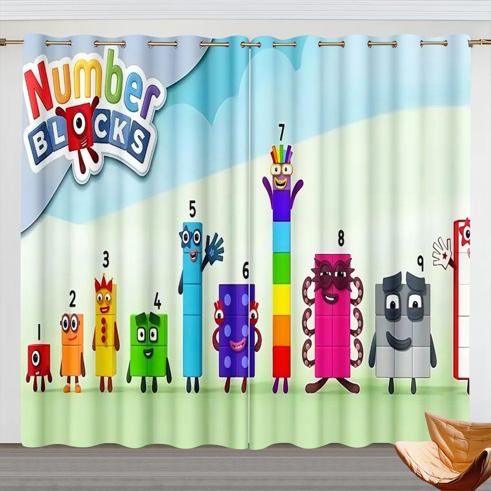 Home Decor Curtain - Numberblocks Karikatür Perdeler, Çocuk Odası Karartma