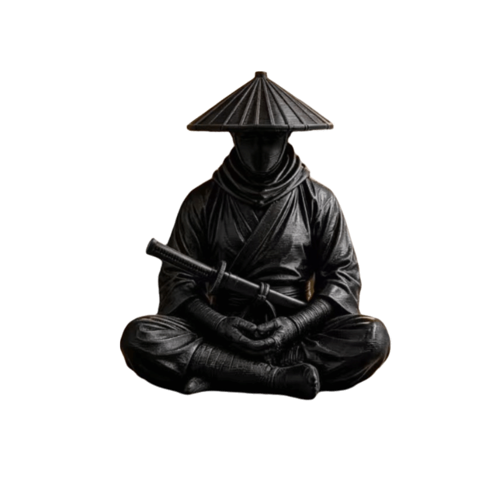 Home Decor Zen Style - Komik Oturma Pozunda Ninja Süsleri Koyu