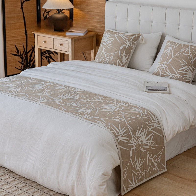 Home Decor Zen Style - Lüks Yatak Örtüsü Eşarp Yulaf Bej