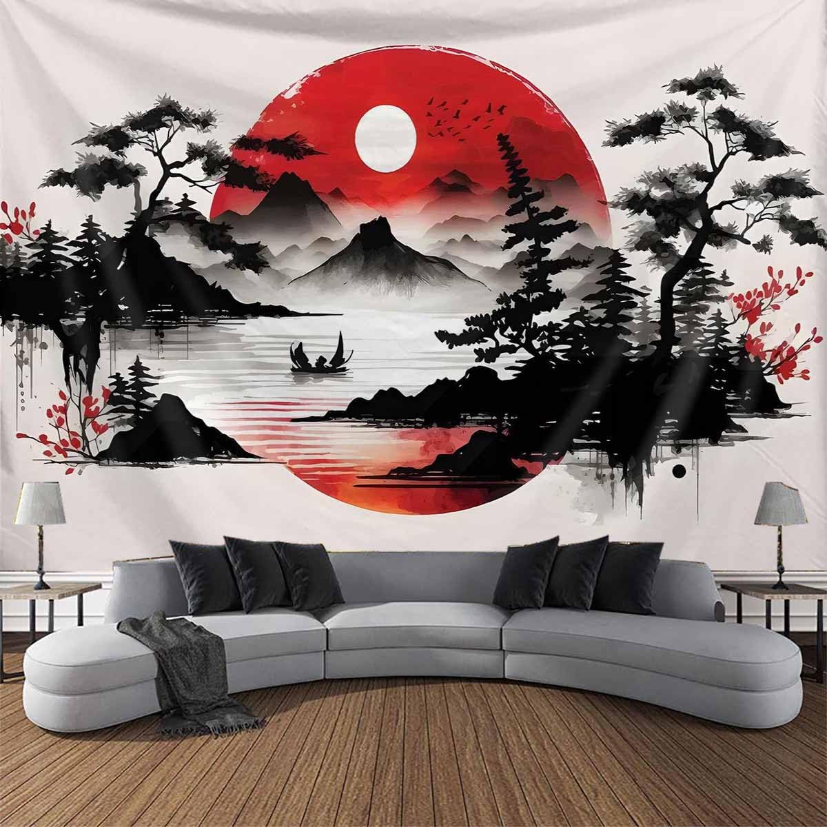 Japon Dağ Manzarası Goblen Duv - Home Decor Zen Style incelemesi ve fiyatı