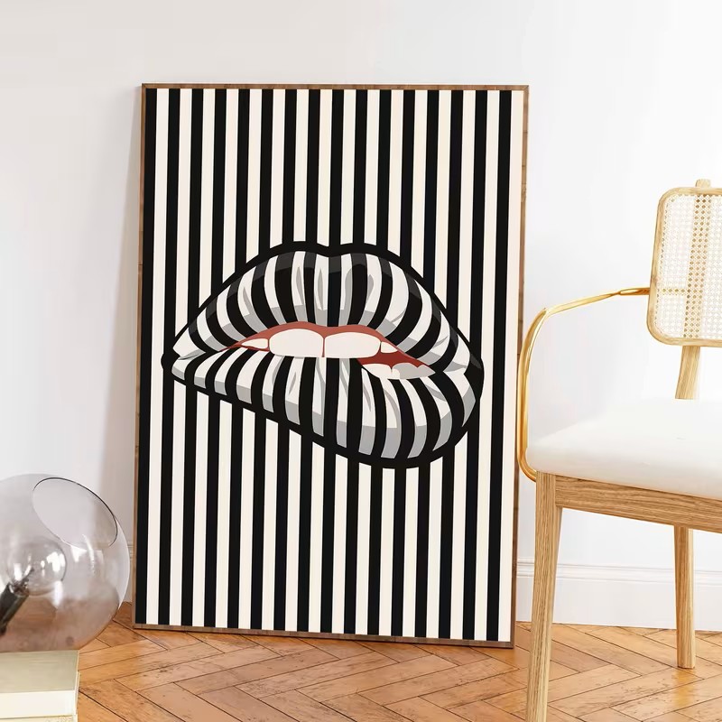 Basit ve Soyut Çizgili Dudak Ş - Home Decor Interior incelemesi ve fiyatı