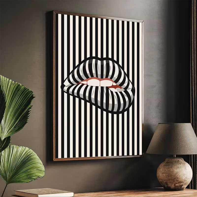 Basit ve Soyut Çizgili Dudak Ş - Home Decor Interior incelemesi ve fiyatı