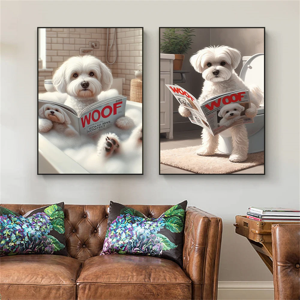 Komik Banyo Malta Köpeği Tuval - Home Decor Magazine incelemesi ve fiyatı